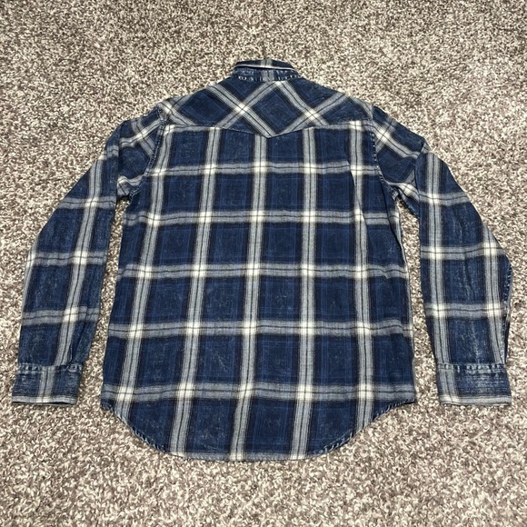 Plaid Blue & White Long-sleeve Button Down - Picture 2 of 8